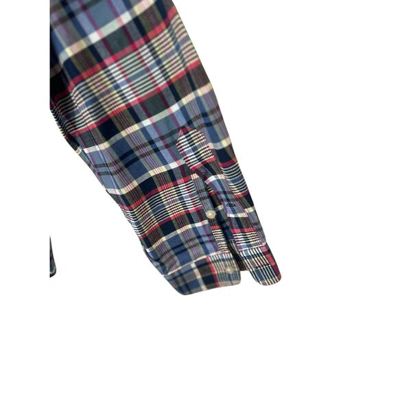 RALPH LAUREN MENS BUTTON DOWN DRESS SHIRT RED WHITE BLUE PLAID CLASSIC FIT XXL - Picture 6 of 12
